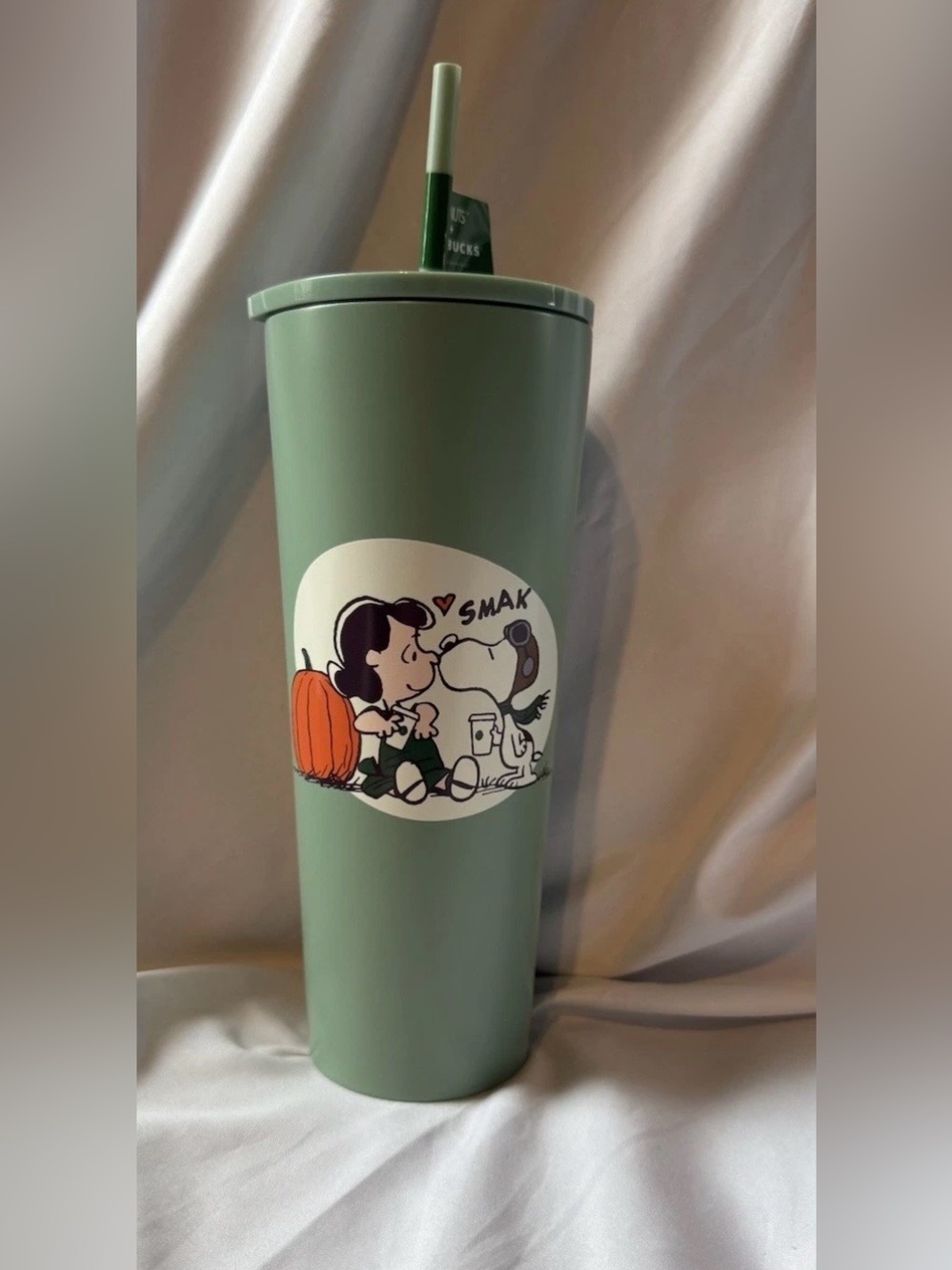 Starbucks Peanuts Snoopy Sage Green Stainless Steel Tumbler w/ Straw NWT 2026